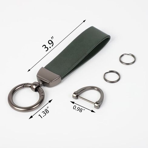 KUPAO Genuine Leather Keychains, Universal Car Key chains for Men and Women, Key Fob Holder with 360 Degree Rotatable (black) in Saudi Arabia