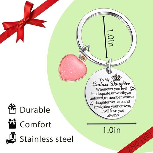 DIL Gift Crown Charm Gift Badass Daughter Keyring From Stepmom Stepdaughter Valentines Day Keychain in Saudi Arabia