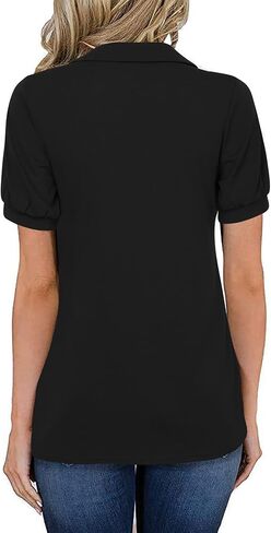 بلوزات كاجوال للسيدات بأكمام قصيرة من VALOLIA، قميص تونيك صيفي بياقة in Kuwait