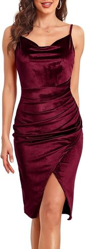 فساتين BBcoch ملفوفة متوسطة الطول للنساء بدون أكمام مكشكشة بدون ظهر فستان صيفي كاجوال لحفلات الكوكتيل in Kuwait