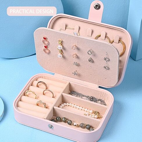 Ycfish Travel Jewelry Case,Ring Organizer Box,Women Small Gifts, Girls Personalized Boxes,Jewlery Holder Organizers,Portable Mini Storage,Womens Traveling Accessories Pink in Kuwait