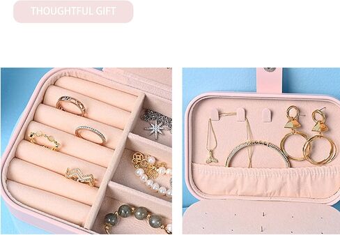 Ycfish Travel Jewelry Case,Ring Organizer Box,Women Small Gifts, Girls Personalized Boxes,Jewlery Holder Organizers,Portable Mini Storage,Womens Traveling Accessories Pink in Kuwait