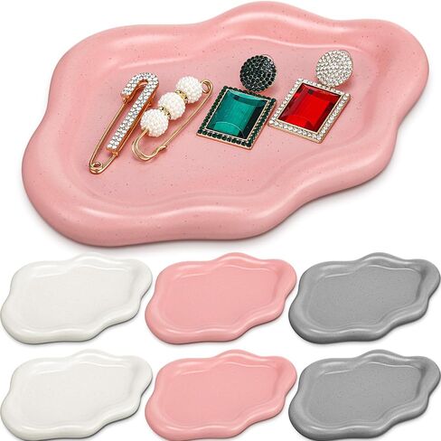 Beeveer 6 Pcs Cloud Ceramic Jewelry Dish Trinket Tray Set Ring Dish Holder Small Key Bowl Ring Holder Necklace Earrings for Women Room Decoration Mother's Day Birthday Christmas Warm House Gifts in Saudi Arabia