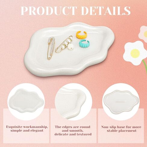 Beeveer 6 Pcs Cloud Ceramic Jewelry Dish Trinket Tray Set Ring Dish Holder Small Key Bowl Ring Holder Necklace Earrings for Women Room Decoration Mother's Day Birthday Christmas Warm House Gifts in Saudi Arabia