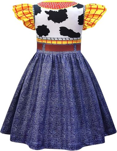 Woody Dress Flutter Sleeve Cowgirl Dress Outfit for Girls Party Holiday Birthday in Kuwait