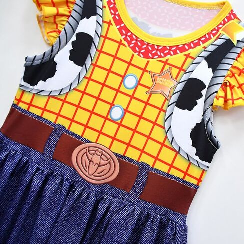 Woody Dress Flutter Sleeve Cowgirl Dress Outfit for Girls Party Holiday Birthday in Kuwait