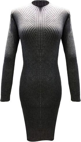 فستان سترة نسائي من Yuhanya بياقة مدورة ومطاطة وأكمام طويلة ومقاس نحيف in Kuwait