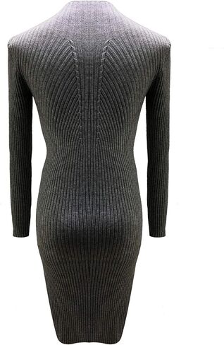 فستان سترة نسائي من Yuhanya بياقة مدورة ومطاطة وأكمام طويلة ومقاس نحيف in Kuwait