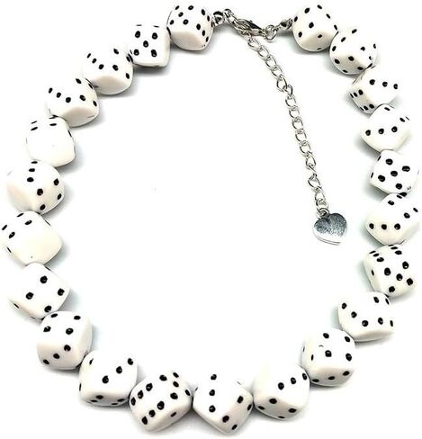 Colorful Dices Beaded Choker Necklave 8 NO Billiards Personality Punk Jewelry for Women Girls Friends Gifts in Saudi Arabia