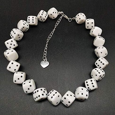 Colorful Dices Beaded Choker Necklave 8 NO Billiards Personality Punk Jewelry for Women Girls Friends Gifts in Saudi Arabia