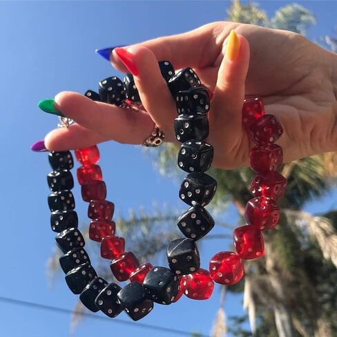 Colorful Dices Beaded Choker Necklave 8 NO Billiards Personality Punk Jewelry for Women Girls Friends Gifts in Saudi Arabia