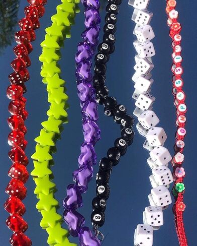 Colorful Dices Beaded Choker Necklave 8 NO Billiards Personality Punk Jewelry for Women Girls Friends Gifts in Saudi Arabia