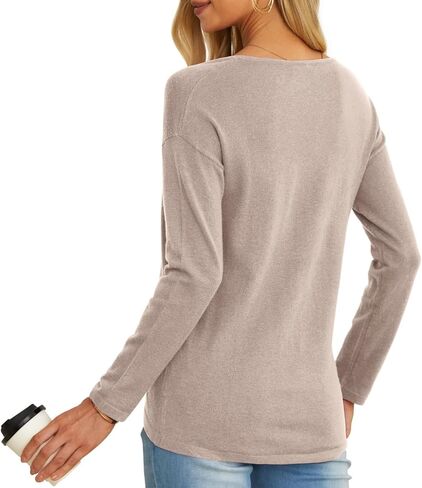 JINKESI Women's Casual Lightweight Crew Neck Long Sleeve Knit Top Loose Pullover Sweater in Kuwait