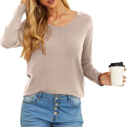 JINKESI Women's Casual Lightweight Crew Neck Long Sleeve Knit Top Loose Pullover Sweater in Kuwait
