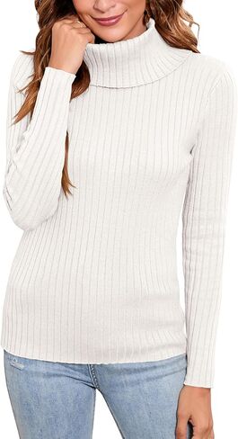 سويتر كاجوال برقبة دائرية واكمام طويلة للنساء من شيرميا، بلوفر كلاسيكي ناعم بقصة ضيقة in Kuwait