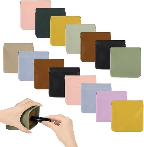 ايكيتي 15 قطعة من حقائب مستحضرات التجميل للجيب بدون سحاب، حقائب مكياج صغيرة من جلد الخراف ذاتية الغلق، حقائب مستحضرات تجميل صغيرة مقاومة للماء، حقائب مكياج محمولة من جلد البولي يوريثين لسماعات الرأس in Kuwait