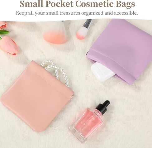 ايكيتي 15 قطعة من حقائب مستحضرات التجميل للجيب بدون سحاب، حقائب مكياج صغيرة من جلد الخراف ذاتية الغلق، حقائب مستحضرات تجميل صغيرة مقاومة للماء، حقائب مكياج محمولة من جلد البولي يوريثين لسماعات الرأس in Kuwait