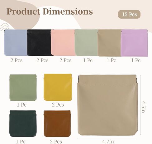 ايكيتي 15 قطعة من حقائب مستحضرات التجميل للجيب بدون سحاب، حقائب مكياج صغيرة من جلد الخراف ذاتية الغلق، حقائب مستحضرات تجميل صغيرة مقاومة للماء، حقائب مكياج محمولة من جلد البولي يوريثين لسماعات الرأس in Kuwait