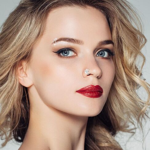 CrazyPiercing 21P Nose Ring Set 20G Hoop Nose Rings L Shape Nose Ring Stainless Steel Nose Rings Nose Piercing Stud CZ Nose Ring Jewelry for Women, 20G, Stainless Steel Cubic Zirconia, cubic zirconia in Kuwait