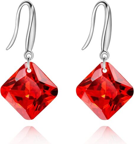 Uloveido Platinum Plated Cushion Cut Square Cubic Zirconia Dangle Drop Earrings Party Jewelry for Women WE030 in Saudi Arabia