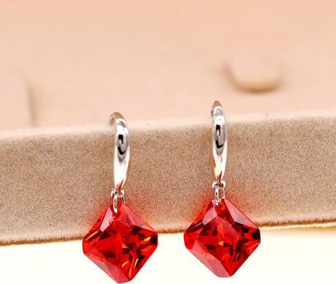 Uloveido Platinum Plated Cushion Cut Square Cubic Zirconia Dangle Drop Earrings Party Jewelry for Women WE030 in Saudi Arabia