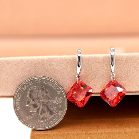Uloveido Platinum Plated Cushion Cut Square Cubic Zirconia Dangle Drop Earrings Party Jewelry for Women WE030 in Saudi Arabia
