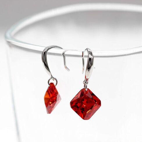 Uloveido Platinum Plated Cushion Cut Square Cubic Zirconia Dangle Drop Earrings Party Jewelry for Women WE030 in Saudi Arabia