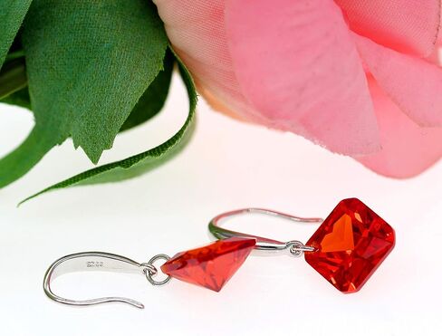 Uloveido Platinum Plated Cushion Cut Square Cubic Zirconia Dangle Drop Earrings Party Jewelry for Women WE030 in Saudi Arabia