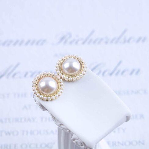Iaceble Vintage Pearl Earrings Pearl Circle Earrings Gold Pearl Stud Earrings Round Pearl Charm Earring Jewelry for Women and Girls in Saudi Arabia