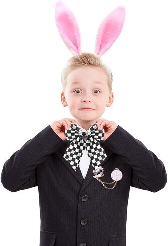 اكسسوارات زي الارنب الابيض لعيد الفصح تتضمن شريط راس على شكل اذني ارنب وربطة عنق وذيل وقفاز ودبوس ارنب 5 قطع in Kuwait