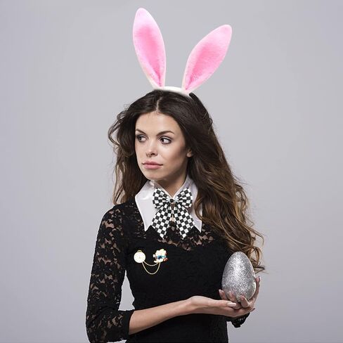 اكسسوارات زي الارنب الابيض لعيد الفصح تتضمن شريط راس على شكل اذني ارنب وربطة عنق وذيل وقفاز ودبوس ارنب 5 قطع in Kuwait