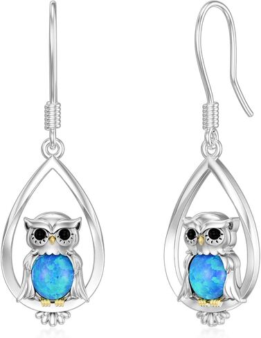 Animal Earrings 925 Sterling Silver Cat/Owl/Fox/Panda/Elephant/Bunny/Butterfly/Dragonfly/Bee/Hummingbird/Bat/Moth Earrings Cute Animal Jewerly Gift for Women in Saudi Arabia