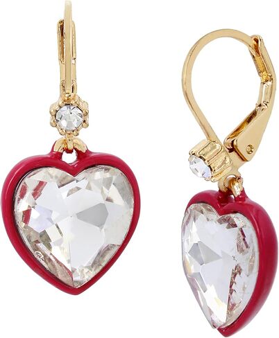 Betsey Johnson Stone Heart Lever Back Earrings in Saudi Arabia