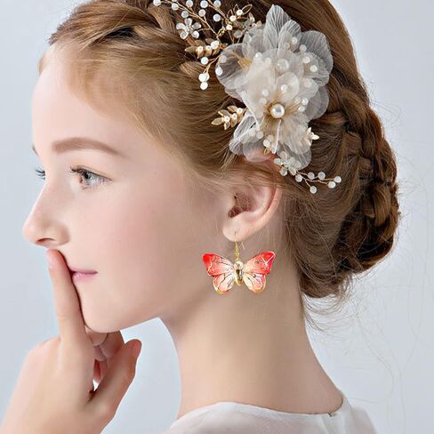 Just Follow 8 Pairs Of Butterfly Earrings, Acrylic Insect Colored Earrings fairy wings Women And Girls Fashion Jewelry Gift in Saudi Arabia