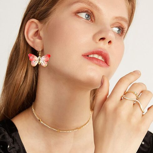 Just Follow 8 Pairs Of Butterfly Earrings, Acrylic Insect Colored Earrings fairy wings Women And Girls Fashion Jewelry Gift in Saudi Arabia