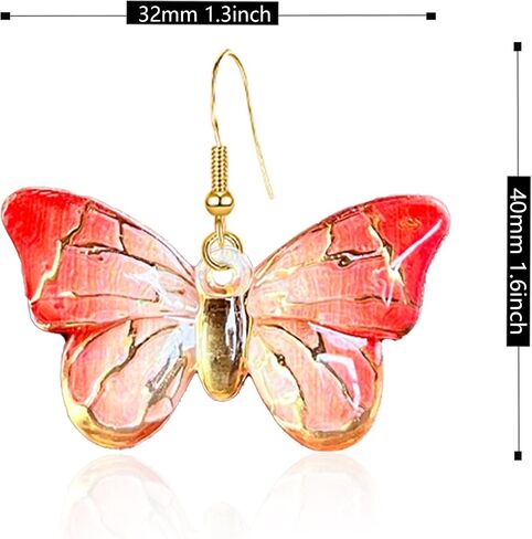 Just Follow 8 Pairs Of Butterfly Earrings, Acrylic Insect Colored Earrings fairy wings Women And Girls Fashion Jewelry Gift in Saudi Arabia