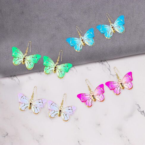 Just Follow 8 Pairs Of Butterfly Earrings, Acrylic Insect Colored Earrings fairy wings Women And Girls Fashion Jewelry Gift in Saudi Arabia
