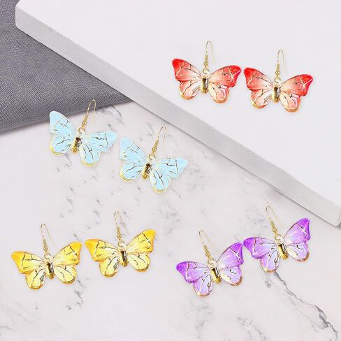 Just Follow 8 Pairs Of Butterfly Earrings, Acrylic Insect Colored Earrings fairy wings Women And Girls Fashion Jewelry Gift in Saudi Arabia