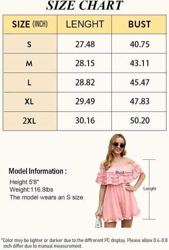 فستان Fazortev نسائي فضفاض بدون أكتاف صيفي مكشكش كاجوال برقبة مربعة وخصر مرن in Kuwait