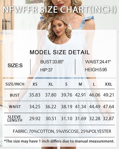 Newffr Womens Summer Denim Dress Square Neck Ruffle Trim Sleeveless Babydoll Dress Flowy Jean Dress with Pockets in Saudi Arabia