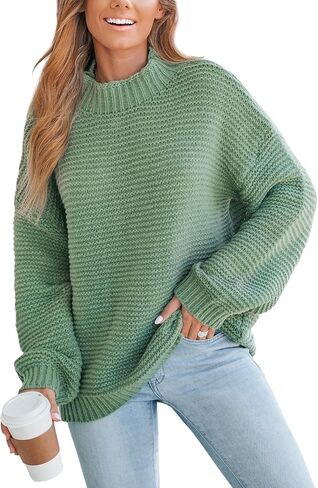 CUPSHE Women Round Neck Sweater Knit Casual Long Sleeves Green Sweaters Tops in Saudi Arabia