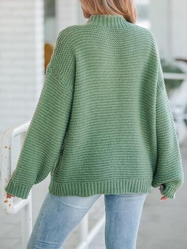 CUPSHE Women Round Neck Sweater Knit Casual Long Sleeves Green Sweaters Tops in Saudi Arabia