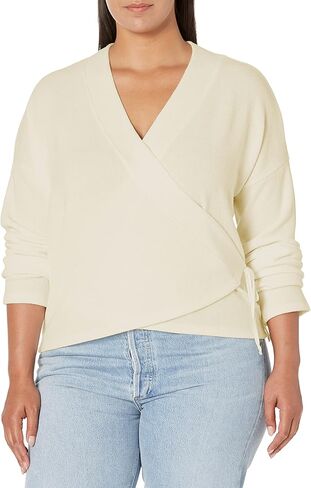 Three Dots womens Rib Wrap Sweater Top Sweater in Kuwait