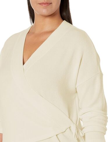 Three Dots womens Rib Wrap Sweater Top Sweater in Kuwait