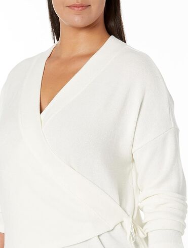 Three Dots womens Rib Wrap Sweater Top Sweater in Kuwait