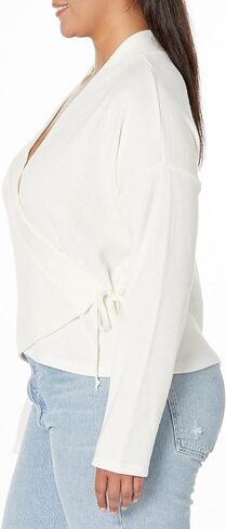 Three Dots womens Rib Wrap Sweater Top Sweater in Kuwait