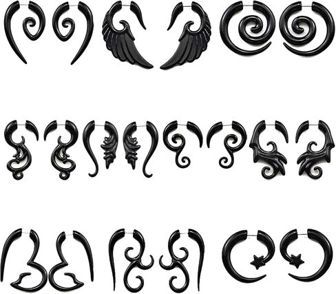 10 ازواج من مقاييس الأذن الحلزونية القبلية المصنوعة من الاكريليك من فيرامي، مقاييس اذن مزيفة من الاكريليك، سدادات اقراط نفق، مجوهرات ثقب الجسم للنساء والرجال، بلاستيك، بدون احجار كريمة in Kuwait