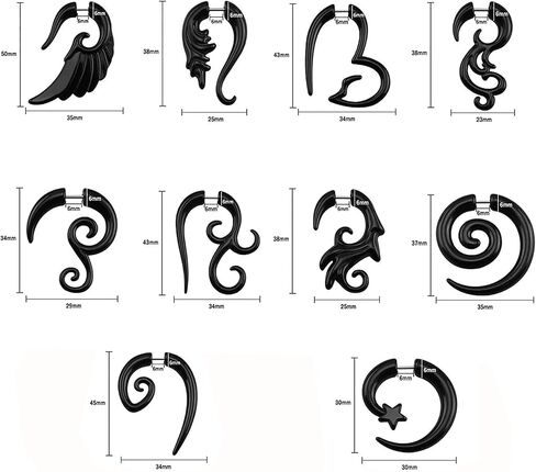 10 ازواج من مقاييس الأذن الحلزونية القبلية المصنوعة من الاكريليك من فيرامي، مقاييس اذن مزيفة من الاكريليك، سدادات اقراط نفق، مجوهرات ثقب الجسم للنساء والرجال، بلاستيك، بدون احجار كريمة in Kuwait