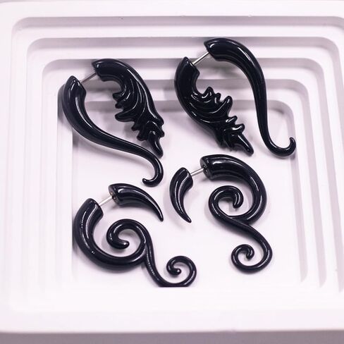 10 ازواج من مقاييس الأذن الحلزونية القبلية المصنوعة من الاكريليك من فيرامي، مقاييس اذن مزيفة من الاكريليك، سدادات اقراط نفق، مجوهرات ثقب الجسم للنساء والرجال، بلاستيك، بدون احجار كريمة in Kuwait