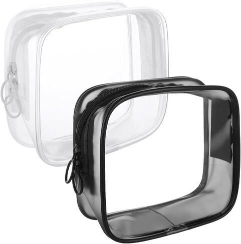 DIVINA VITAE 2 Pack Small Clear Makeup Bags Zipper Pouch, TSA Approved Toiletry Bag Quart Size Travel Cosmetic Bag for Men and Women Carry on Airline Airport Travel Accessories in Saudi Arabia
